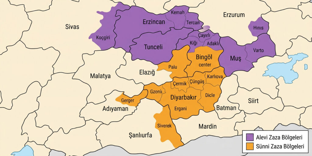 Zazaların nüfusunun yoğun olduğu yerler